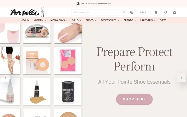 Screenshot of Porselli Dancewear